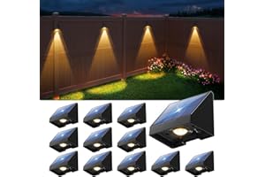 GVSHINE 12 Pack Decorative Solar Powered Fence Lights Outdoor Waterproof with Warm White LED Spot Lens, for Outside Wall, Deck, Patio, Yard, Rail, Garage, Pool, Designed for Enhanced Security, Easy Install