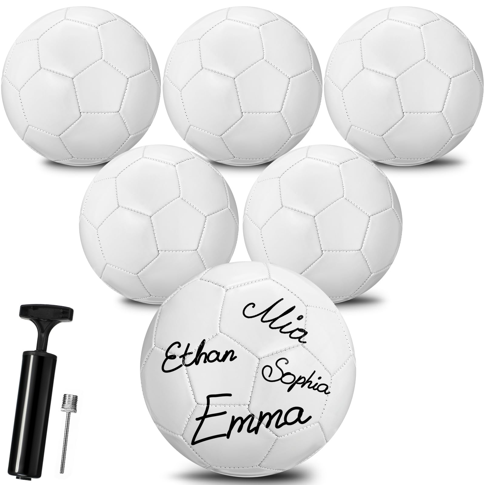 Photo 1 of Jexine 6 Pcs All White Soccer Ball Plain White Soccer Ball Blank Christian Charity Donation with Needle Pump for DIY Painting Training Signatures (Size 3)