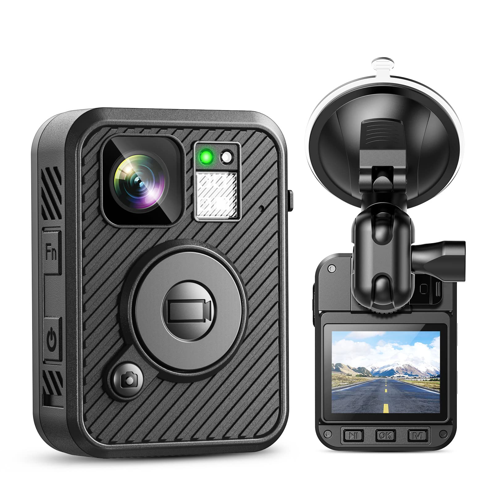 BOBLOV Body Camera, F2 64GB Body Worn Camera, GPS WiFi Enabled,1440P/30fps 2K Body Camera for HD Video, Dual Screens Display Equipped, for Security Guard, Police, Delivery Recording