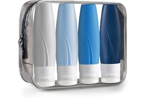 INSFIT Portable Travel Bottles TSA Approved, 3oz Travel Size Toiletries Containers, Leak Proof Carry on Bottles for Liquids BPA Free Squeezable Silicone Tubes, Travel Accessories for Shampoo Blue