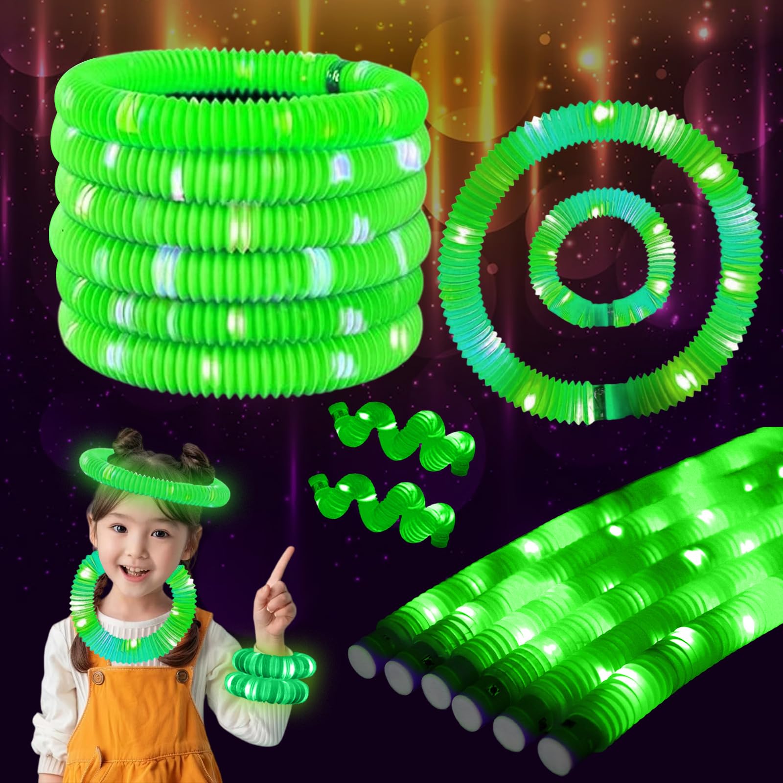 ERGDUTNK Green 36PCS Glow Sticks Stocking Stuffers Party Favors-Glow in The Dark Party Supplies for Kids and Adults, Perfect for Festivals, Birthday Parties, Raves, Concerts, and Camping Decorations