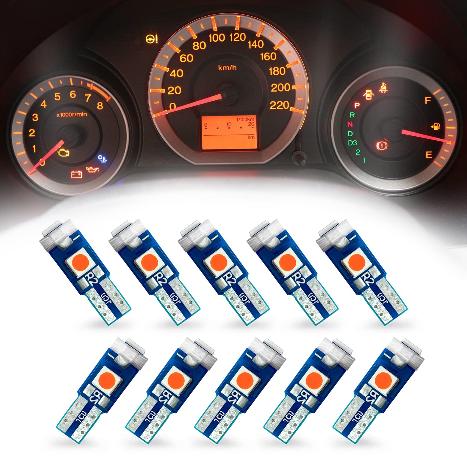 10Pcs T5 37 74 2721 PC74 PC37 LED Bulb Instrument