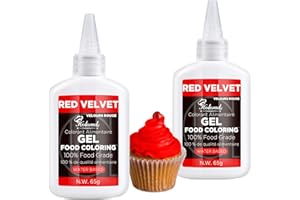 65g X 2 Red Velvet Gel Food Coloring Set - Concentrated Gel Dye, Food Grade Plant-Based, Natural Tasteless | For Macarons, Ic