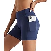 TomTiger Yoga Shorts for Women with Pockets - High Waist Tummy Control Workout Biker Shorts