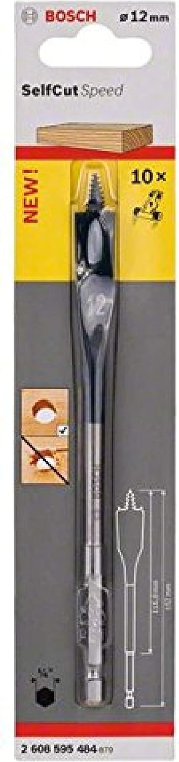 Bosch 2608595484 12 x 152 mm Hex Shank Self-Cut Speed Flat Drill Bit, diameter 12,00 mm