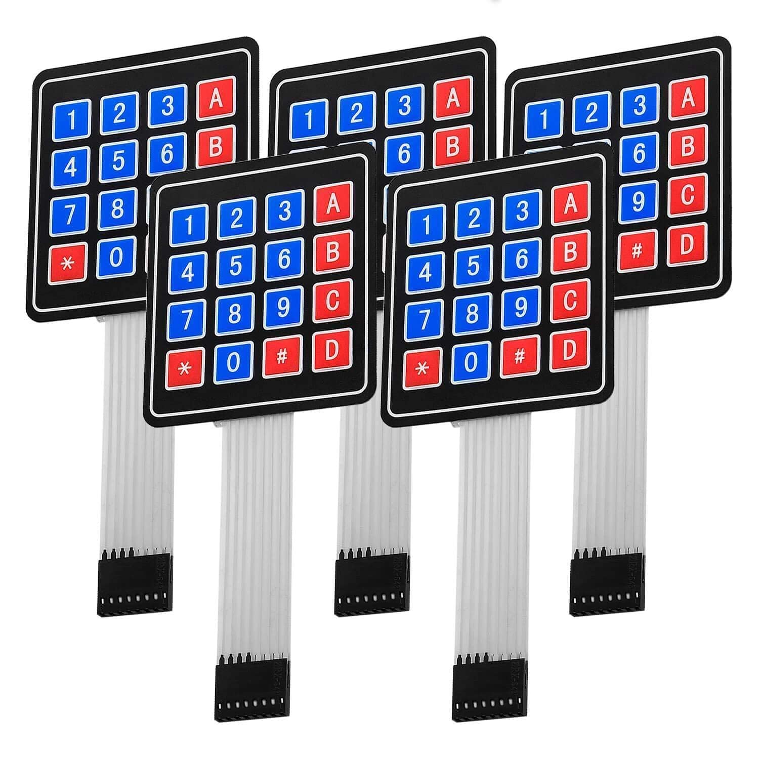 AZDelivery 5 x Matrix Array 4x4 Membrane Switch 16 Key Keypad Keyboard compatible with Arduino Including E-Book!
