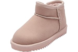 Balabala Kids Suede Winter Snow Boots, Classic Zip Up Warm Fur Mini Snow Boots for Toddler Boys Girls