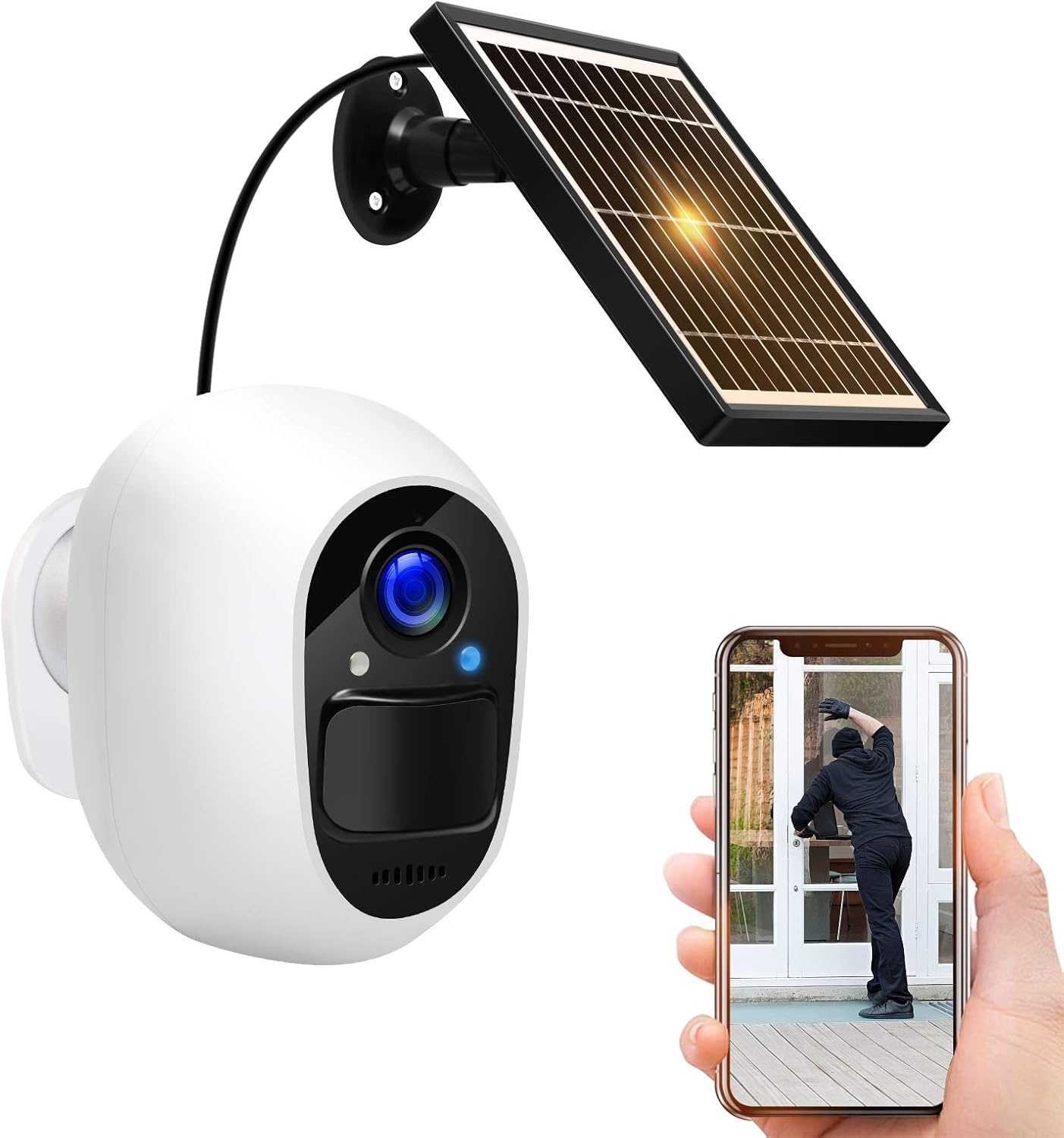 Solar Security Camera, 1080P Wireless WiFi Camera With Amazon.co.uk