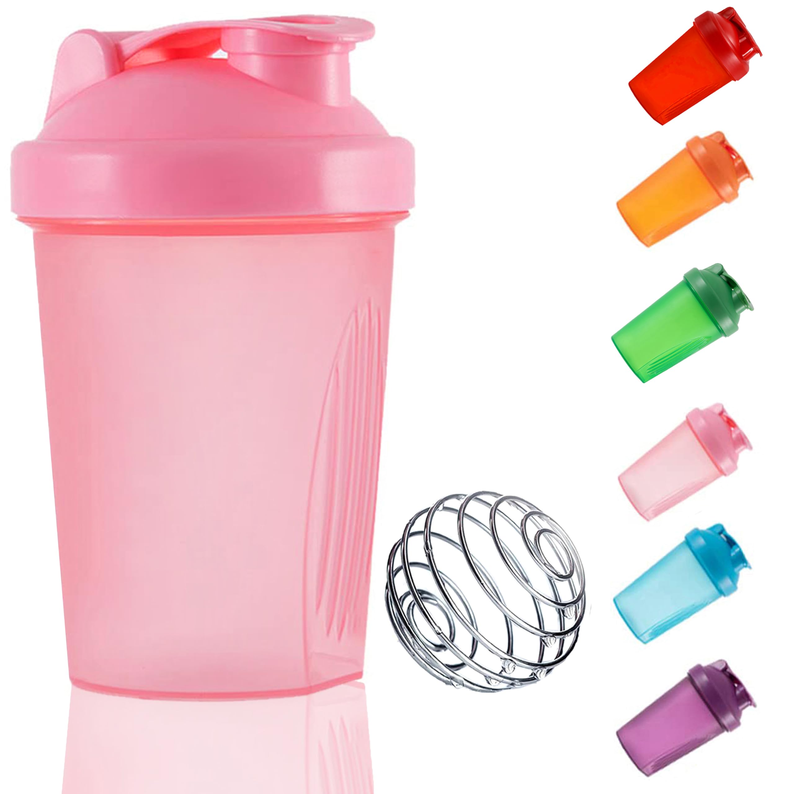 KANGSIT Protein Shaker Bottle 400ml with Stainless Steel Wire Ball, Leakproof, BPA-Free & Dishwasher Safe, Mix Protein Powder, Pre-Workout & Shakes Smoothly for Gym, Running & Sports
