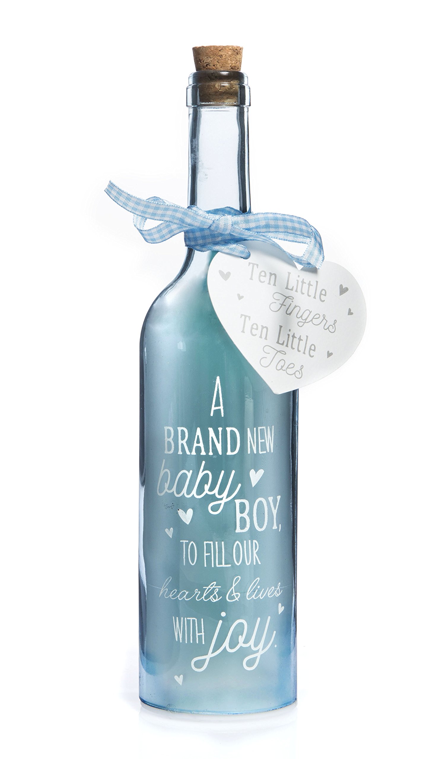 Boxer Gifts SB1126 Light-Up Newborn Boy Starlight Bottle | Beautiful Homeware Gift | Decor for Babies Bedroom