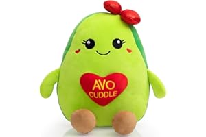WENMOTDY Valentines Avocado Plush with Red Heart Cute Avocado Plush Pillow Soft Fruit Plush Toy Valentines Day Gift for Girlfriend, Boyfriend and Kids 17 inches