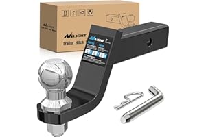 Nilight Trailer Hitch Ball Mount with 2-Inch Ball & 5/8" Hitch Pin Clip Fits 2-in Receiver 7500 lbs 4" Drop,2 Years Warranty