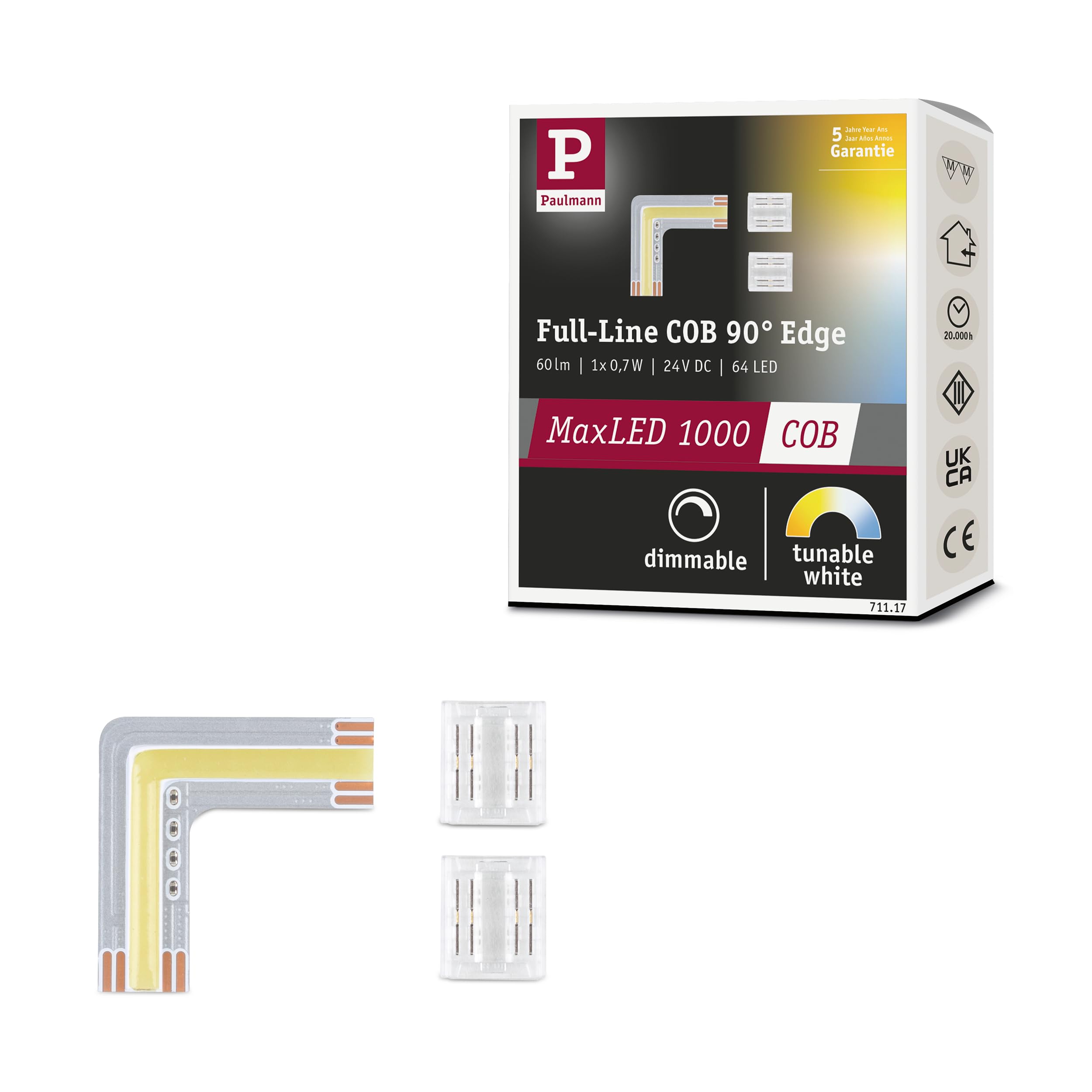 Paulmann 71117 MaxLED 1000 LED Strip Full Line COB Corner 0m 0,65W 2000lm/m 2.133LEDs/m Tunable White LED Strip Expandable