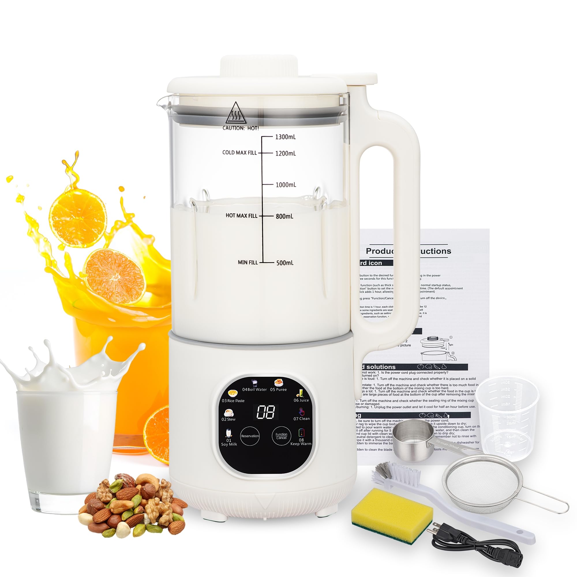 Photo 1 of 8 in 1 Nut Milk Maker Blender With 20 Bladers,40oz Soy, Almond, Oat, Coconut, Plant Based and Non Dairy Beverages, Automatic Soybean Machine With Delay Start/Keep Warm/Boil Water/Auto-clean