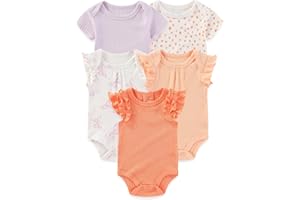 falianni Four Seasons Baby Boy Girl Bodysuits 5-Pack Cotton Comfort Short Sleeve Baby Clothes Soft Infant Outfits