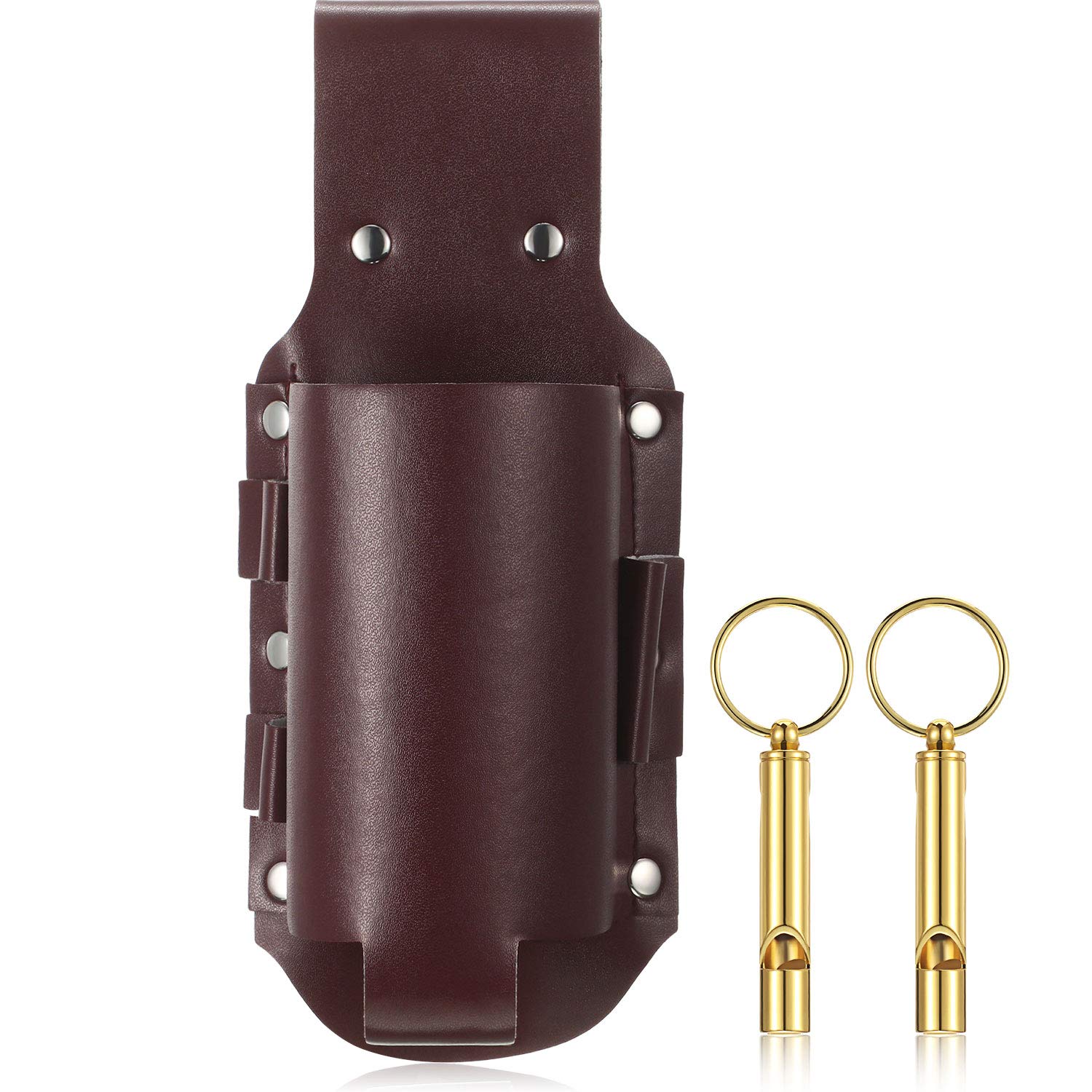 Frienda Classic Leather Beer Holster for Men, Cowboy PU Leather Beer Holster, Portable Bottle Waist Belt with Whistle Bottle Opener Key Chain, Brown