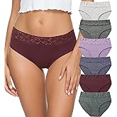 Cotton Hipster Panties for Women Lace Hiphugger Panties Bikini Underwear Pack