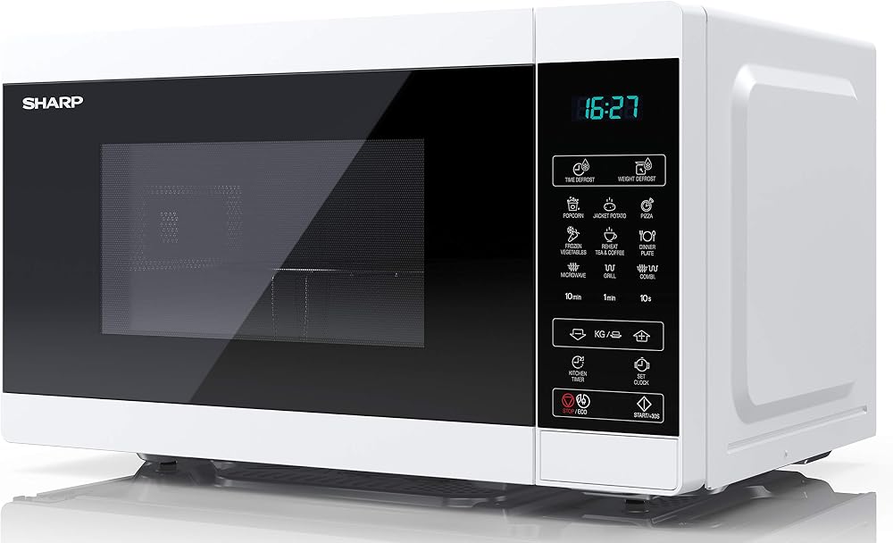 Sharp YC-MG02U-W Compact 20L 800W Microwave 1000W Grill ECO Mode
