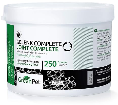 GreenPet Gelenk-Pulver Complete 250g für Hunde, Grünlipp-Muschel, MSM, Glucosamin, Kollagen, Teufelskralle, Gelenke-Akut Pulv