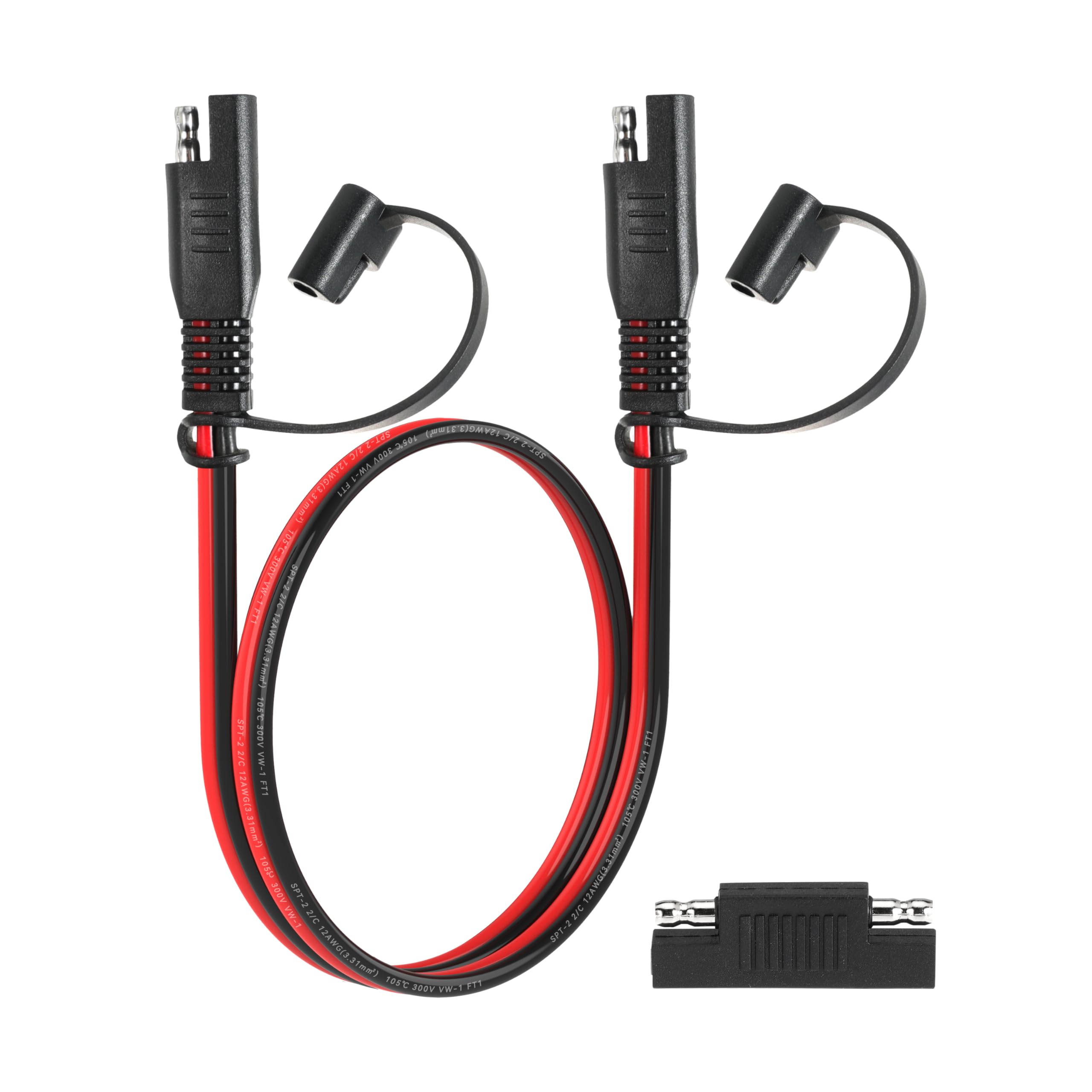 Photo 1 of 1FT 12AWG SAE Extension Cable, 12 AWG SAE to SAE Quick Disconnect Wire Harness 12 Gauge with SAE Polarity Reverse Adapter for Solar Panel RV Battery Automotive and Marine Applications (12AWG 1FT)