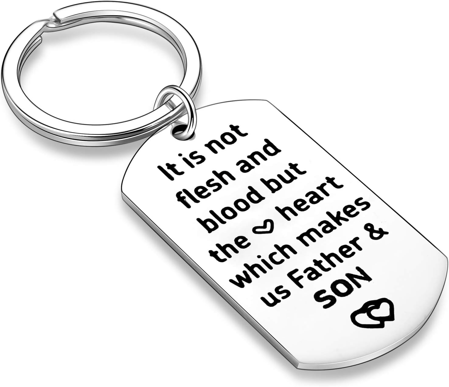 Stepdad Gifts from Stepdaughter Stepson Step Dad Keychain Key Tags Father’s Day Gifts for Stepfather Father in Law from Daughter Son (The Heart Which Makes Us Father & Son)