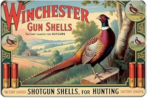Winchester Pheasant Hunting Shotgun Shells tin sign, Vintage Game Bird Retro Ad Metal Sign for Man Cave Room Decoration Bedro