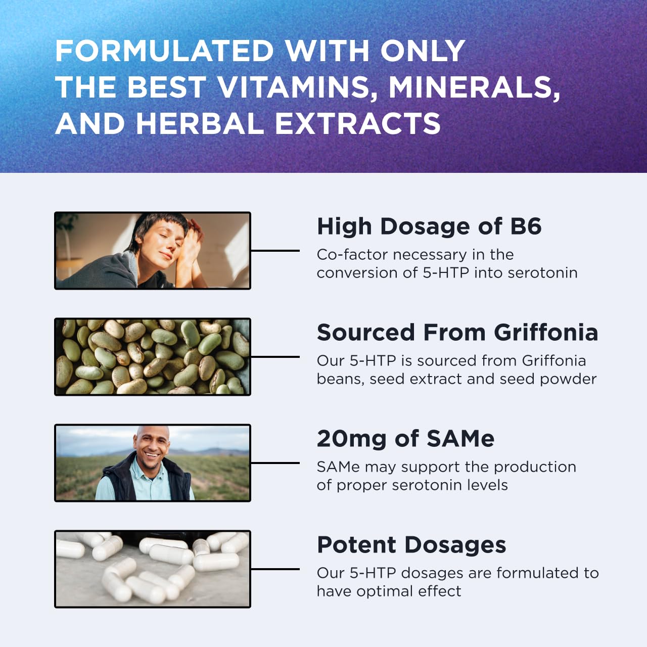 DR. EMIL NUTRITION 200 MG 5-HTP Plus with SAM-e to Maintain Normal Healthy Sleep and Create a Sense of Wellbeing - 5HTP Supplement with Vitamin B6-60 Vegan Capsules, 30 Servings