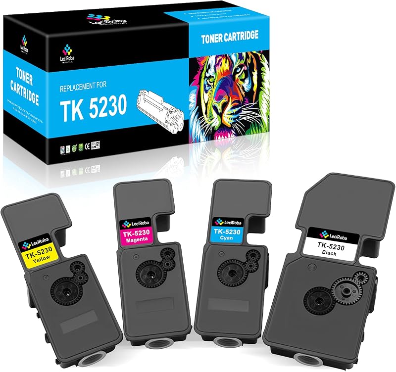 LeciRoba TK-5230 Toner 4-Pack Black Cyan Magenta Yellow for Kyocera ECOSYS