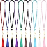 Quelay 10 Piece Ramadan Tasbih Prayer Beads Muslim Prayer Beads Islam 99 Prayer Beads Necklace Glass Pearl Muslim Rosary Bracelet with Tassel Gifts for Men Women