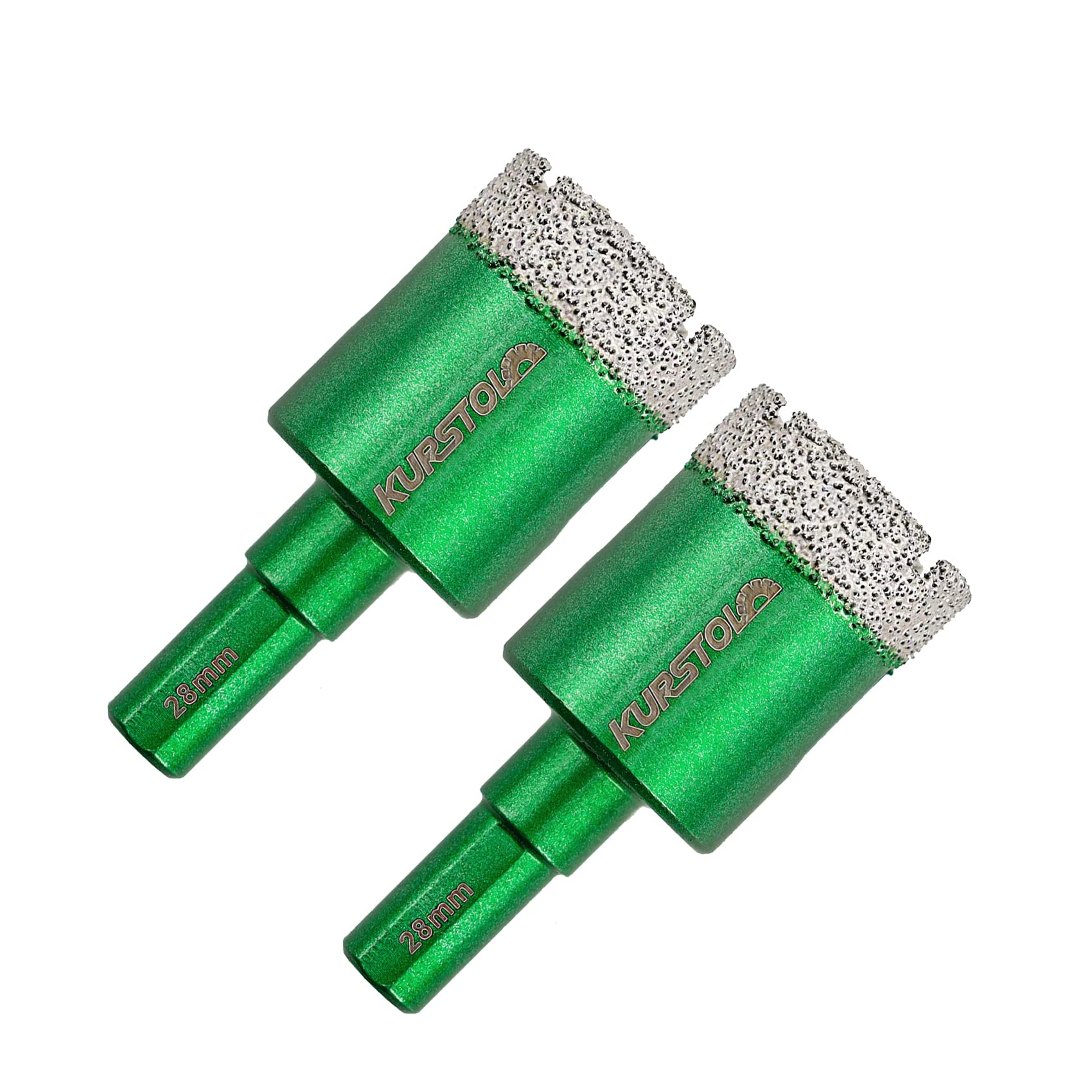 Porcelain Tile Diamond Drill Bits - KURSTOL 2pcs 28mm Dry Diamond Hole Saw Triangle Shank for Ceramic Marble Granite Stone — image 1
