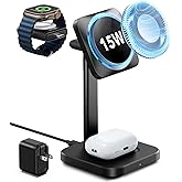 ESR for MagSafe Charger Stand, 3 in 1 Charging Station with CryoBoost, Phone-Cooling Wireless Charging, 15W MagSafe Stand, for iPhone 17/16/15/14/13/12, AirPods, Apple Watch, Black