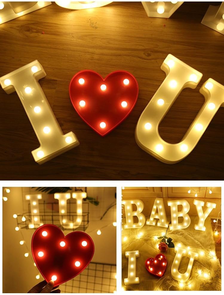 Light Up Letters Lights and Symbols, Customizable for Decoration Wedding, Party, Birthday, Room or Wall Mounted Decoration (I Love U)