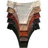 OYOANGLE Women's 5 Pack Seamless Floral Lace Briefs Low Rise Panties Hipster Underwear