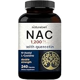 NatureBell NAC 1,200mg with Quercetin, 240 Capsules | N-Acetyl Cysteine, Antioxidant Supplement for Cellular Health, Supports Liver, Lung &amp; Immune Function*, 3rd Party Tested