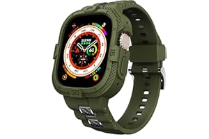 GELISHI Bands Compatible for Apple Watch Ultra 2/1 49mm Band, Rugged Protective Case with TPU Sport Band Military Shockproof Bumper Case for Apple Watch 49mm Men