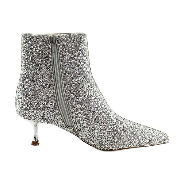 BETSEY JOHNSON WOMEN’S ASH ANKLE BOOT, SILVER, 7.5