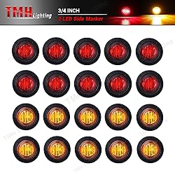 TMH 3/4 Inch Mount 10 pcs Amber + 10 pcs Red LED