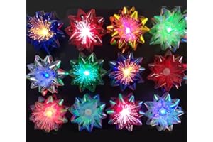 TONER DEPOT Light Up Glowing Gift Bows, 6 Iridescent LED Ribbon Bow for Gift Packaging and Decorations- LED Glowing Gift Ribbon Flower Bows, Self Adhesive