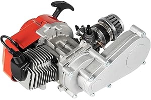 HASANEN 49CC/50CC Bike Engine, 1.9kw/7000rpm 2-Stroke Engine&Transfer Motor W/Gear Box Air Filter & Pull Rope Start and Electronic Ignition System Mini Motorbike Engine for Mini Pocket Dirt Bike ATV/Scooter
