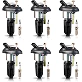 Set of 6 Ignition Coil Pack and Spark Plugs Iridium Compatible with 2002 2003 2004 2005 Chevy Trailblazer GMC Envoy Ascender Bravada Buick Rainier 9-7X 4.2L L6 Spark Plug Coils Replaces# UF303 41103