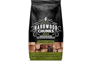 Fire & Flavor Apple Wood Chunks for Smoking and Grilling - All-Natural, Long-Lasting with a Mildly Sweet Flavor - Large Chunk Wood Chips for Smokers,Green 4 Pounds