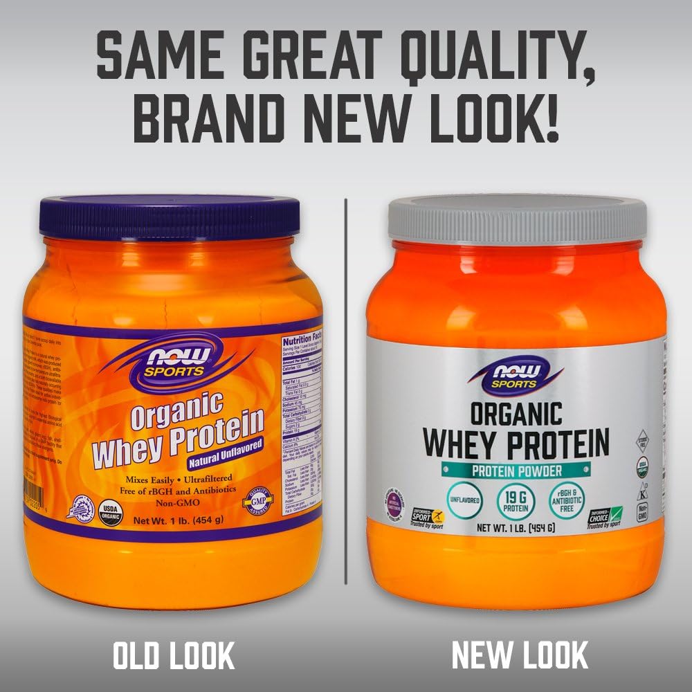 NOW Sports Nutrition, Certified Organic Whey Protein 19 g, Unflavored Powder, 1-Pound: Health & Personal Care