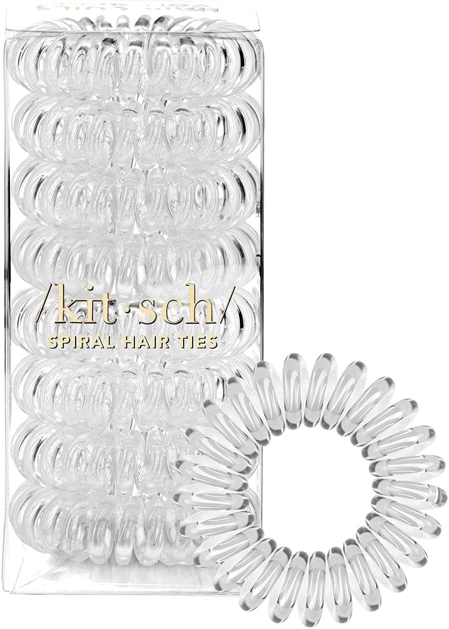Kitsch Spiral Hair Ties 8pk Transparent No Crease No Damage
