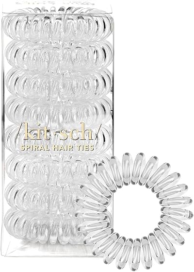 Kitsch Spiral Hair Ties 8pk Transparent No Crease No Damage