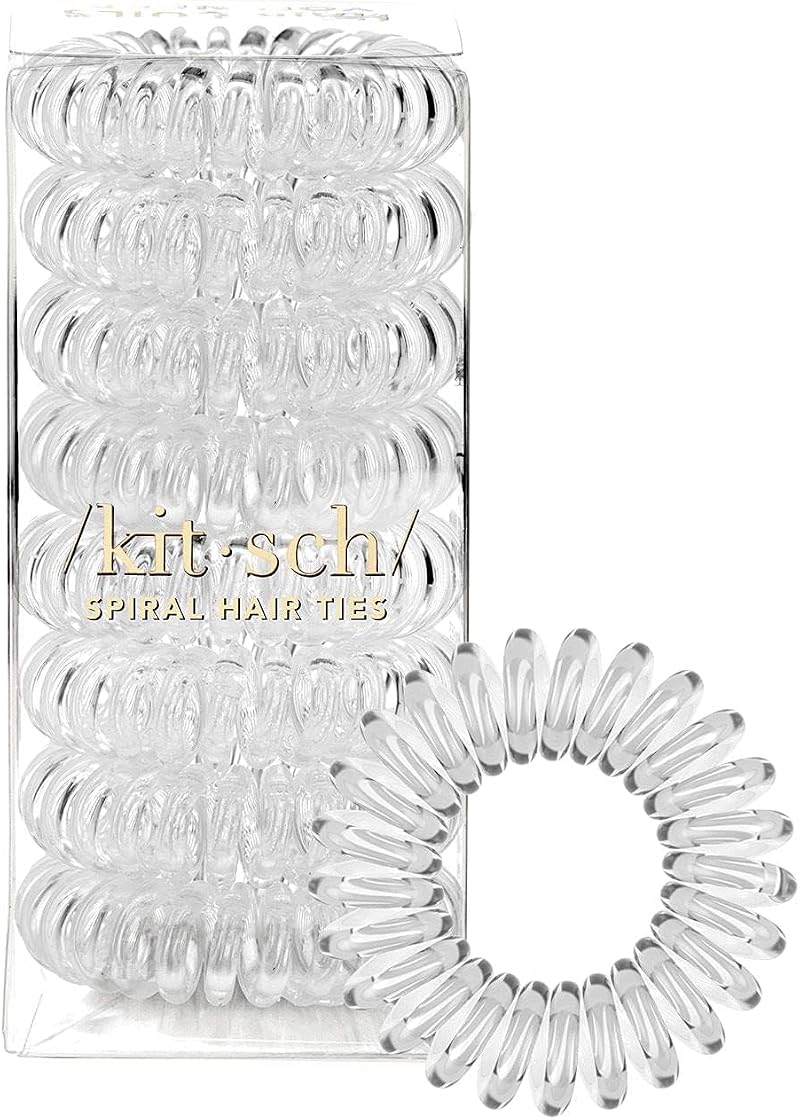 Kitsch Spiral Hair Ties 8pk Transparent No Crease No Damage
