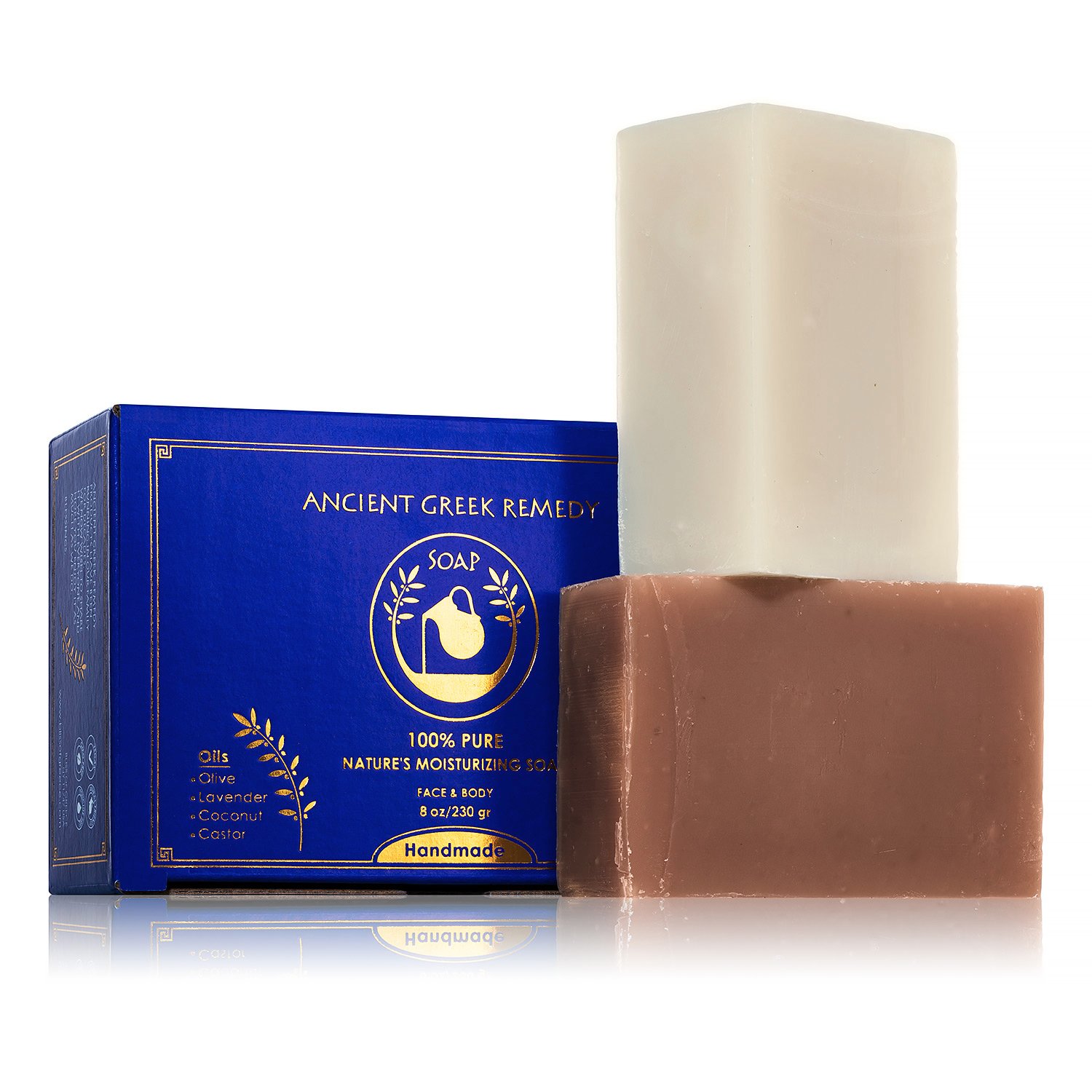 Set of 2 Organic Natural Handmade Soap Bars with Holder. Made of Olive, Coconut, Castor and Lavender Essential oil for Soft Body and Face Wash. Gluten Free Skin Moisturizing Raw Bar for Men and Women: Beauty