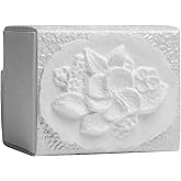 The Favorite Place® Burial Biodegradable Urn Box for Human Ashes by EARTH MEMORIALS Water Burial Urn (Flowers on White Metallic Embossed Paper, Small, 80 Cubic Inches 5”L x 4”W x 4”H)
