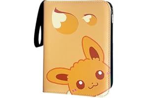 COLTUM Trading Card Binder 4-Pocket for TCG Cards, 440 Pockets Card Holder with 55 Removable Sleeves,Collection Case Book Display Storage Carrying Toy Gift for Kids Playing Trading Card Games (Orange)