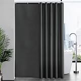 Furlinic Shower Curtain 200x240cm Mould Proof Polyester Liner 12 Hooks Dark Grey