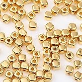 JGFinds Tiny Square CCB Plastic Beads - 500 Pack, 3mm with 1.4mm Hole (Gold), Spacer Beads for Jewelry Making